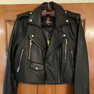 Sam Edelman Crop Leather Moto Jacket